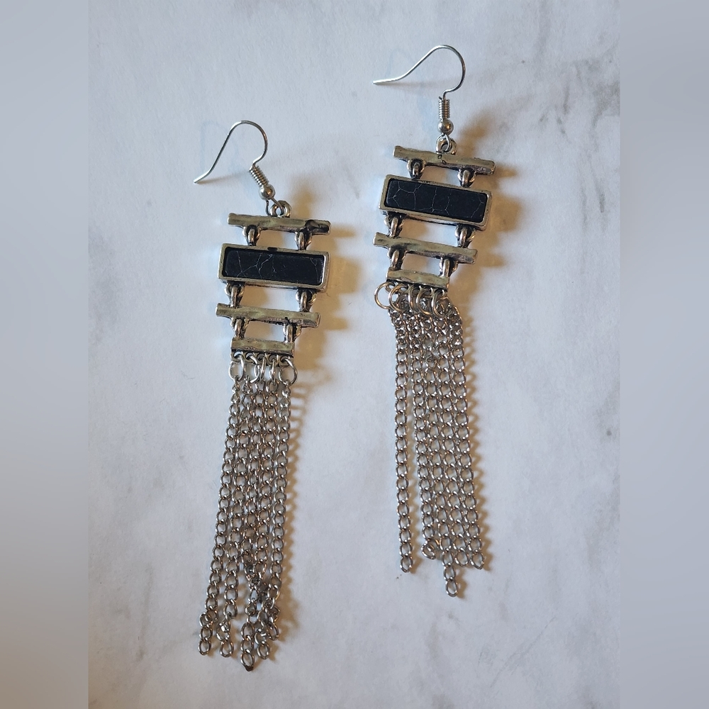 Black Marble Earrings